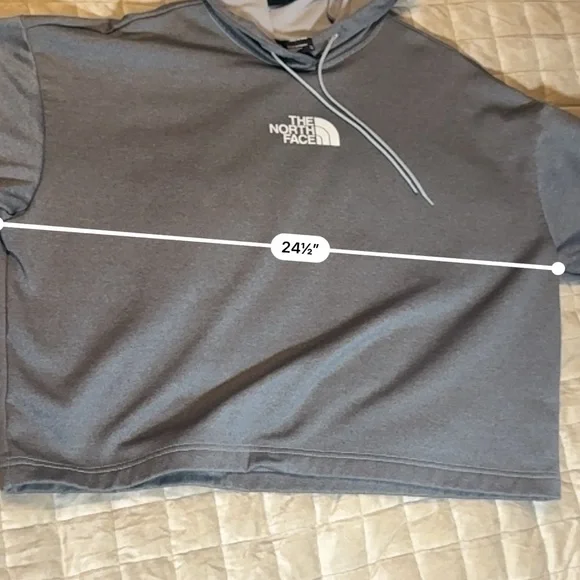 EUC North Face Cropped Heather Gray Women's Hoodie - Picture 6 of 7